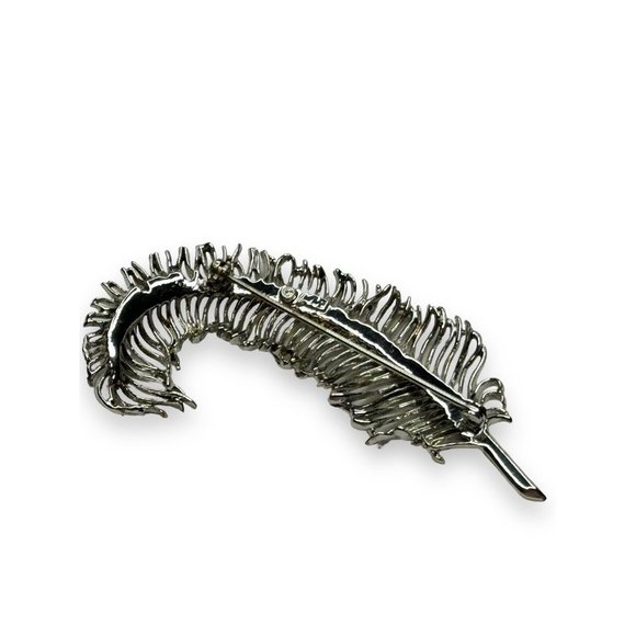 Pegasus Coro Silver Tone Curled Feather Vintage Brooch - Picture 4 of 8